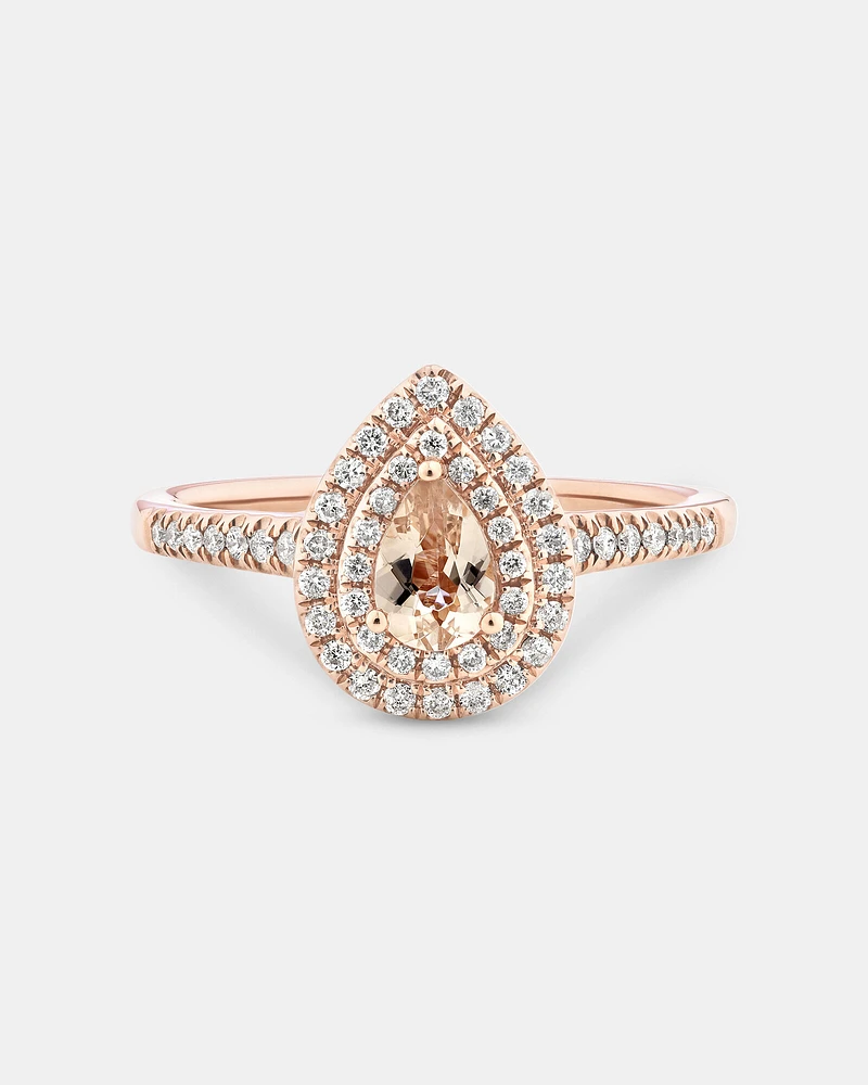 Sir Michael Hill Designer Fashion Ring with Morganite & 0.25 Carat TW of Diamonds in 10kt Rose Gold