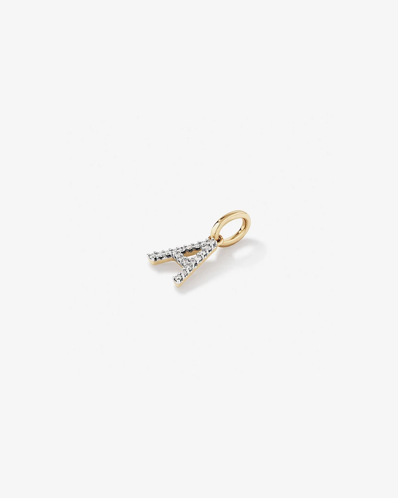 Diamond Letter A Initial Pendant in 10kt Yellow Gold