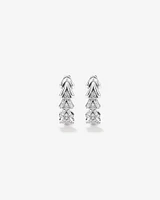 Cubic Zirconia Chevron Huggie Hoop Earrings in Sterling Silver