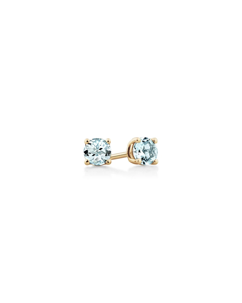 Stud Earrings with Aquamarine in 10kt Yellow Gold