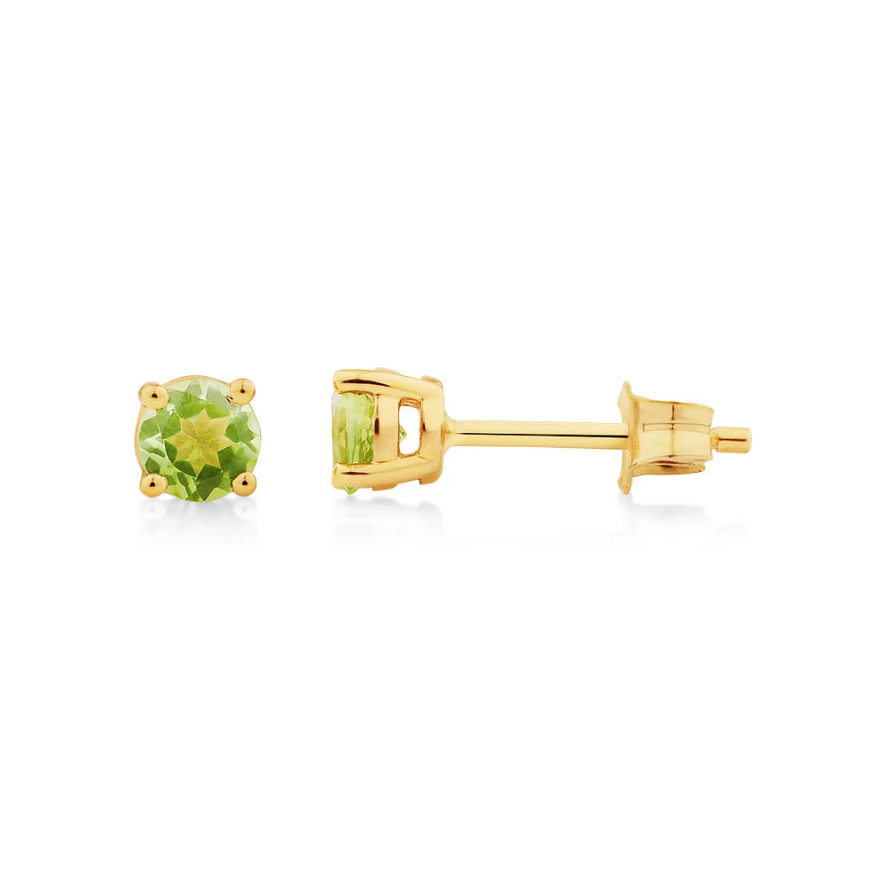 Stud Earrings with Peridot in 10kt Yellow Gold