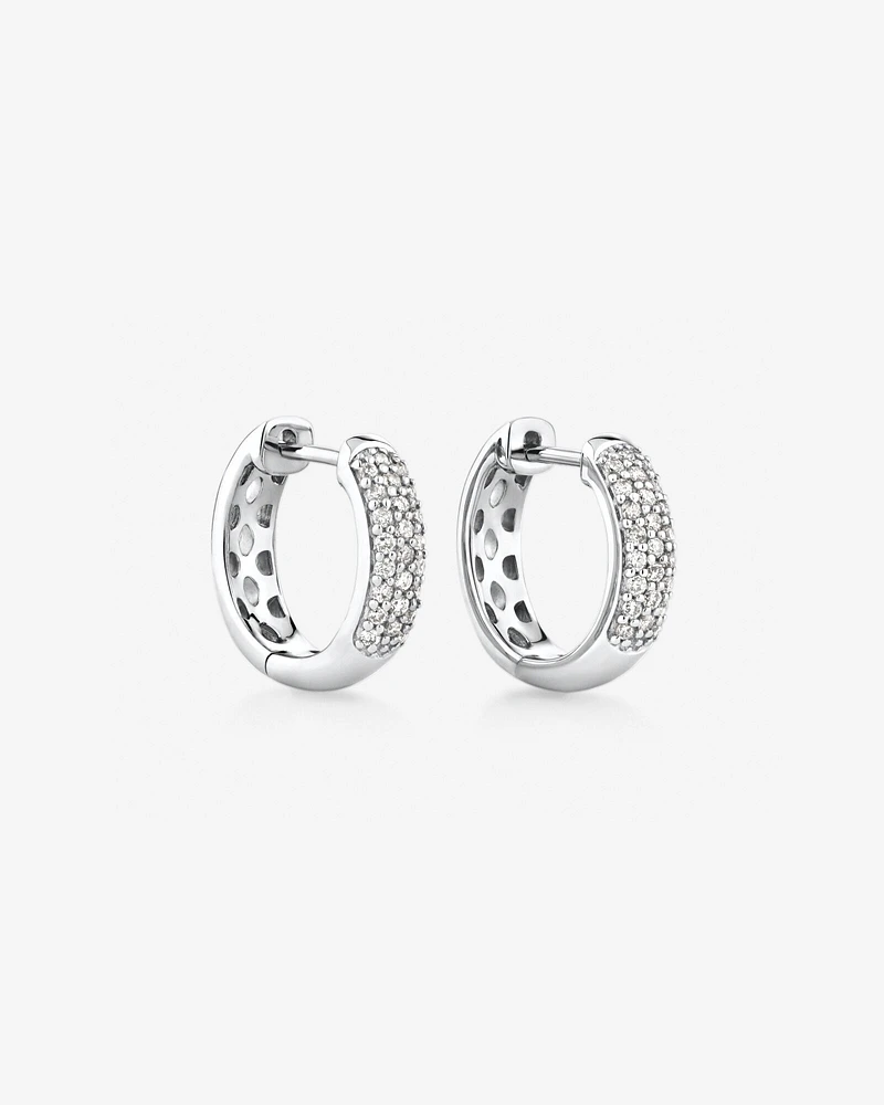 Huggie Earrings With 1/4 Carat TW Of Diamonds In 10kt White Gold