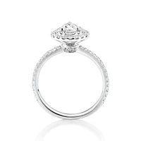 Halo Ring with 0.90 Carat TW of Diamonds in 18kt White Gold