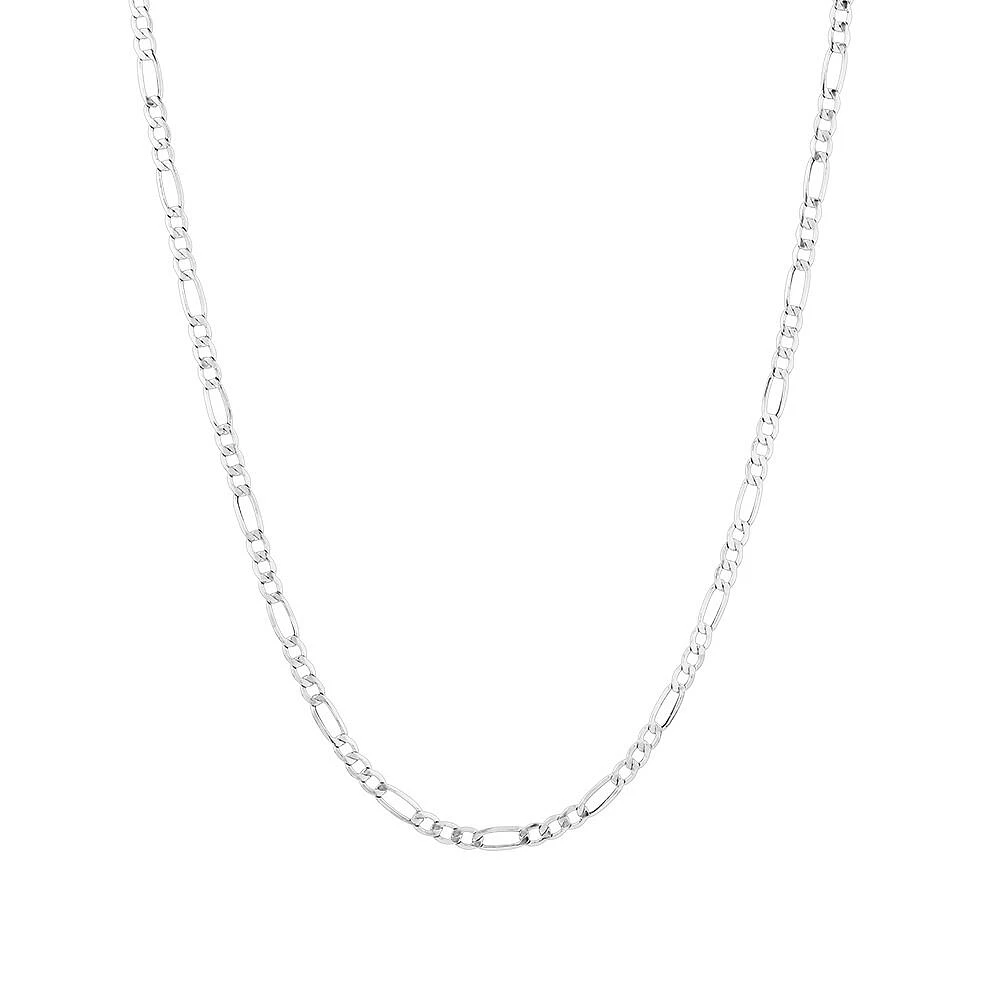 2.6mm Wide Hollow Figaro Chain in 10kt White Gold