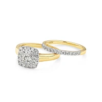 Bridal Set with 0.90 Carat TW of Diamonds in 10kt Yellow & White Gold