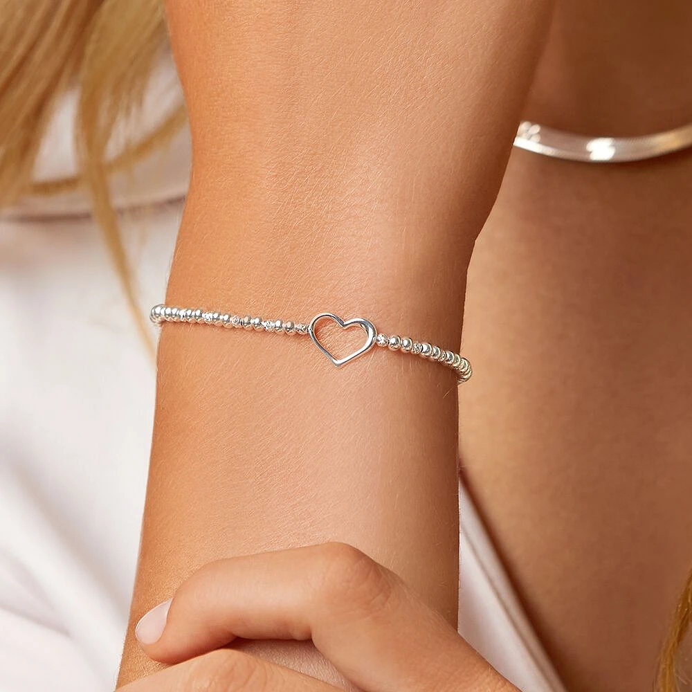 Bracelet en argent sterling avec cœur de 23 cm