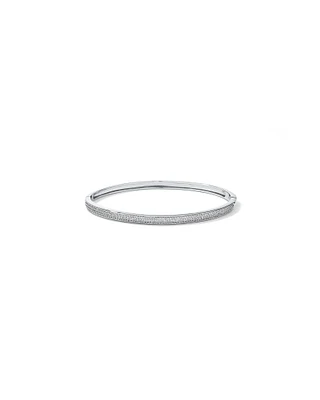 Pave Cubic Zirconia Hinge Bangle in Sterling Silver