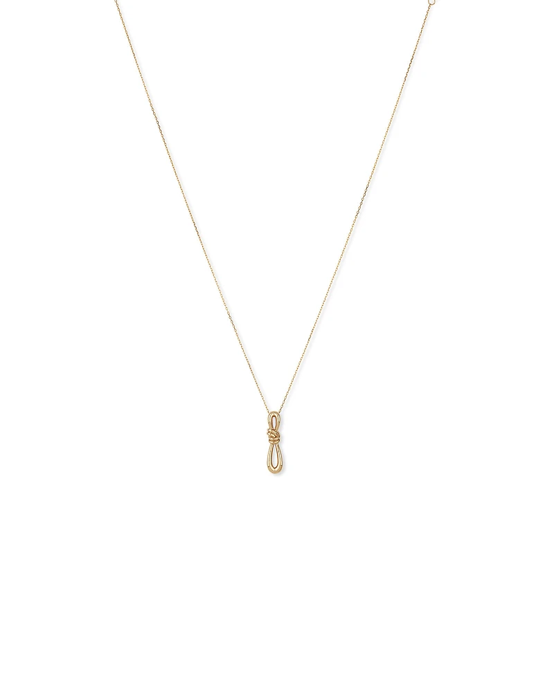 Vertical Sliding Knot Pendant Necklace in 10kt Yellow Gold