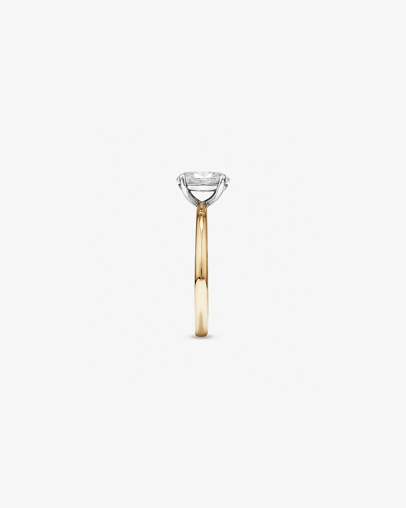 1.00 Carat TW Oval Cut Diamond Solitaire Engagement Ring in 14kt White and Yellow Gold