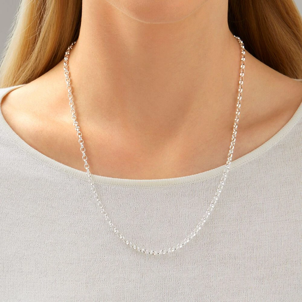 50cm (20") 3mm-3.5mm Width Belcher Chain in Sterling Silver