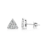 Triangle Cluster Earrings with 1.0 Carat TW of Diamonds in 10kt White Gold