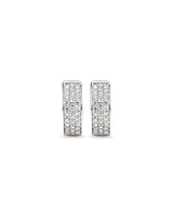 Reversible Huggie Earrings With Cubic Zirconia In Sterling Silver