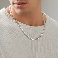 55cm (22") 7.2mm Width Curb Chain in Sterling Silver