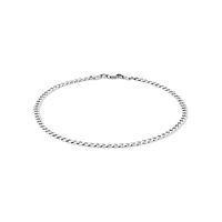 3mm Wide Flat Curb Chain Bracelet in 10kt White Gold