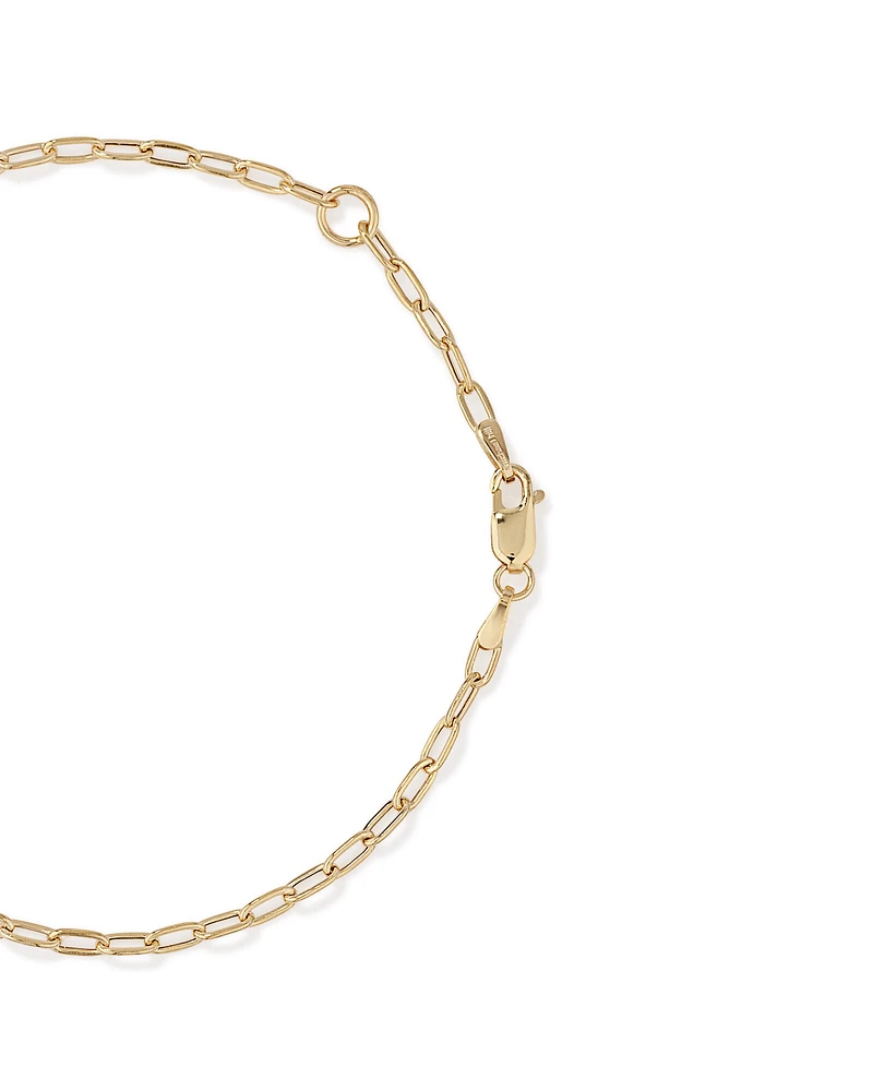 19cm (7.5") 2mm Hollow Paperclip Bracelet in 10kt Yellow Gold