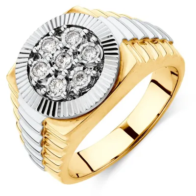 Men's Ring with 1/4 Carat TW of Diamonds 10kt Yellow & White Gold