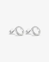 Circle Stud Earrings with Cubic Zirconia in Sterling Silver