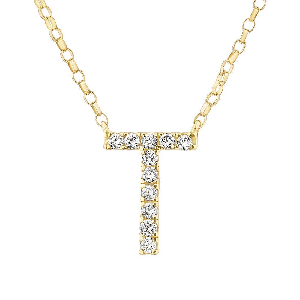 "K" Initial Necklace with 0.10 Carat TW of Diamonds in 10kt Yellow Gold