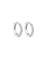 Boucles d'Oreilles Mini Créoles Dot Dash de Diamant de 0,13 Carat TW en Or Blanc 10kt