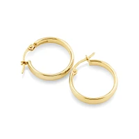 15mm Flat Round Hoop Earrings in 10kt White Gold