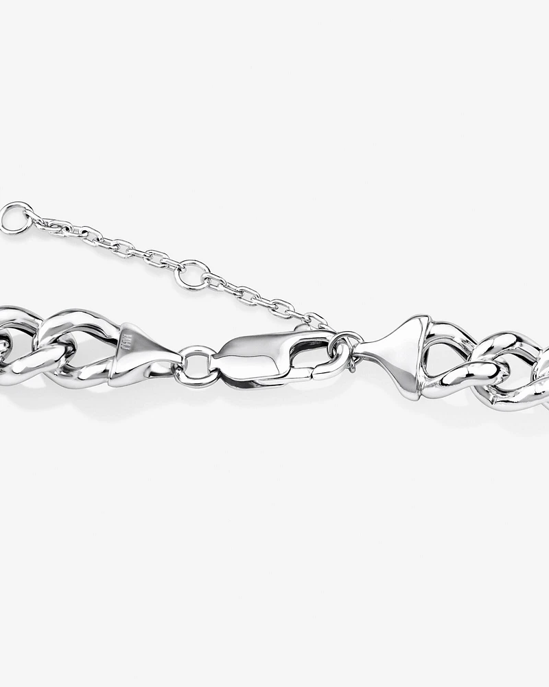 45cm (18") 9mm-9.5mm Width Hollow Curb Chain in Sterling Silver