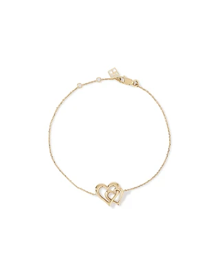 Double Open Heart Bracelet in 10kt Yellow Gold