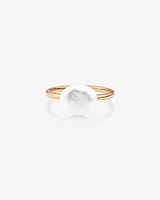 Ring with 9-10mm Cultured Freshwater Baroque Pearls 10kt Yellow Gold