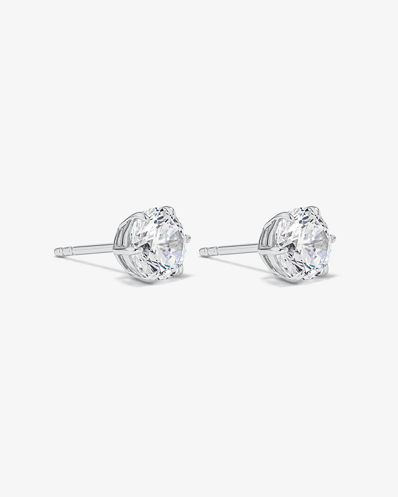 7.3mm Round Brilliant Cubic Zirconia Stud Earrings in Sterling Silver