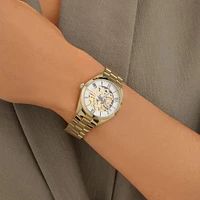 Women's Automatic Skeleton Watch In Gold Tone Stainless Steel