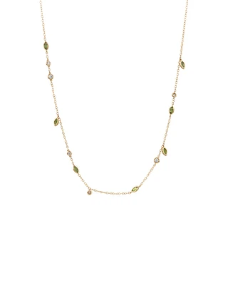 Necklace with Green Tourmaline & 0.14 Carat TW of Diamonds in 10kt Yellow Gold