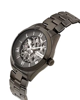 Automatic Skeleton Watch In Grey Tone Stainless Steel