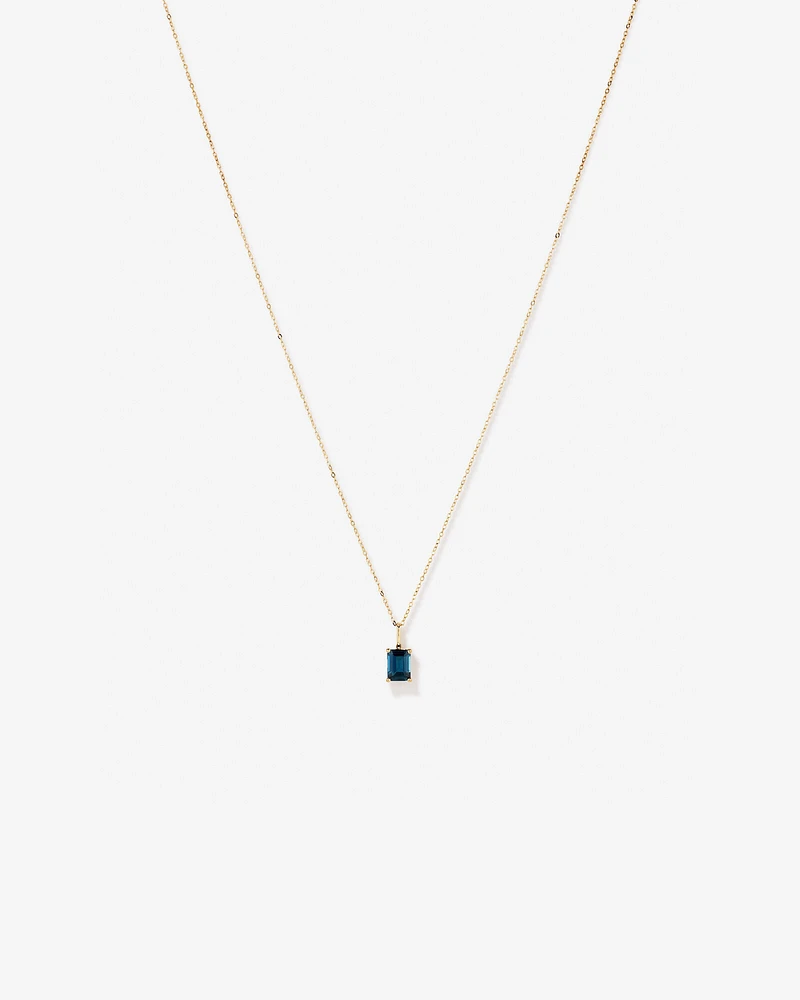 Emerald Cut London Blue Topaz Gemstone Pendant Necklace in 10kt Yellow Gold