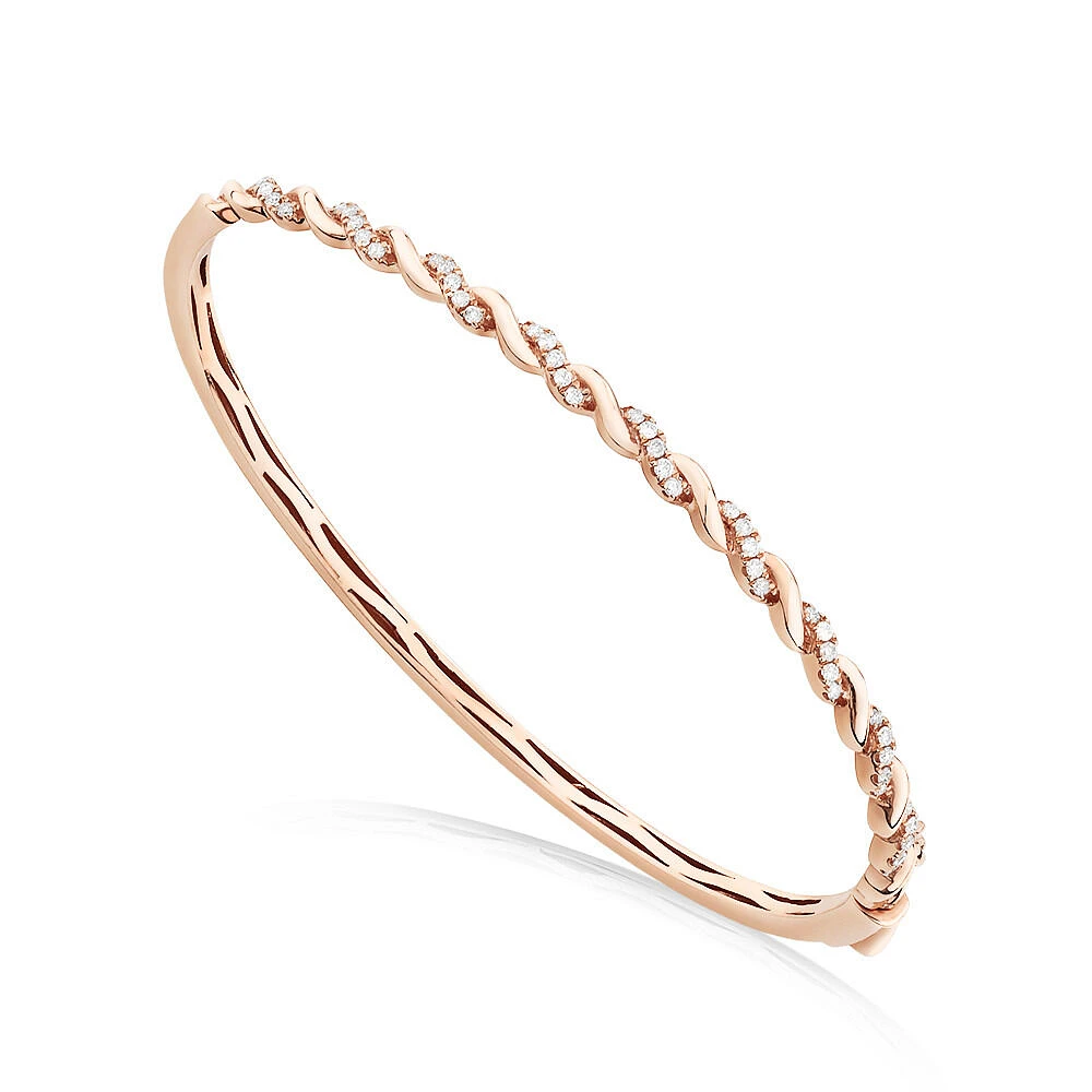 Twist Bangle With 0.33 Carat TW Diamonds In 10kt Rose Gold