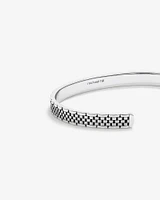 Men's Link Pattern Textured Cuff Bangle in Sterling Silver