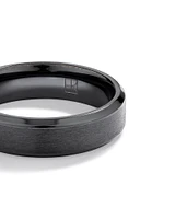 Bague de mariage en titane noir brossé à bords biseautés de 6 mm