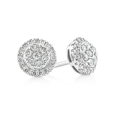 Round Cluster Earrings with 0.50 Carat TW of Diamonds 10kt Yellow Gold