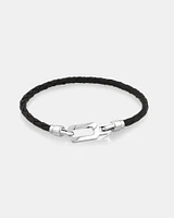 Men's Braided Leather Bracelet with Sterling Silver
