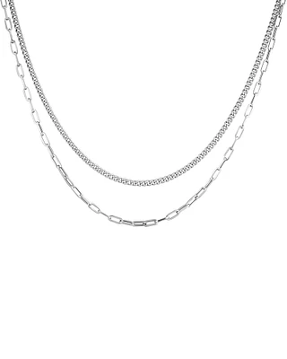 50cm (20") Curb and Paperclip Chain in Sterling Silver