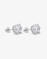 9.5mm Round Brilliant Cubic Zirconia Stud Earrings in Sterling Silver