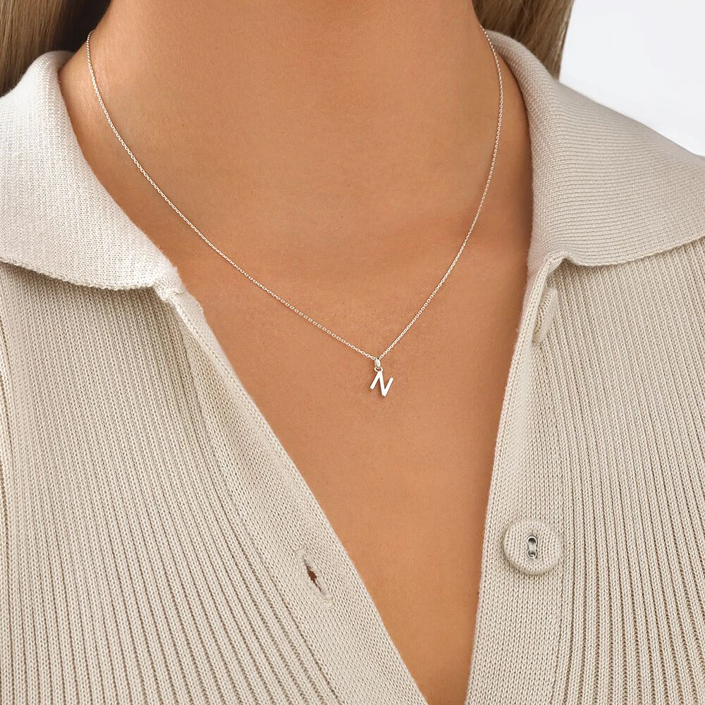 "U" Initial Pendant in Sterling Silver