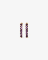 Amethyst Huggie Hoop Earrings in 10kt Yellow Gold