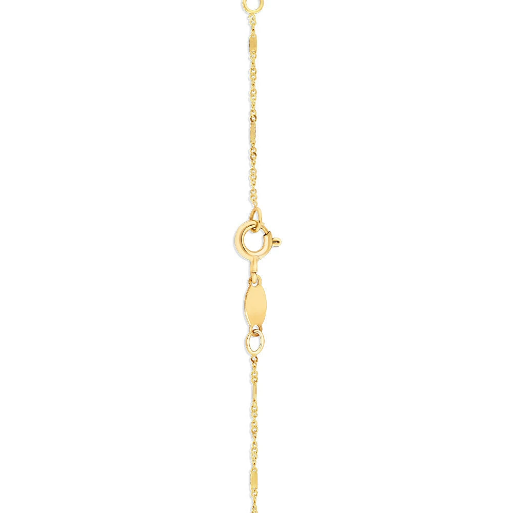 Twist Singapore Bar Chain Anklet in 10kt Yellow Gold
