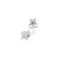 Floral Stud Earrings with Cubic Zirconia in Sterling Silver