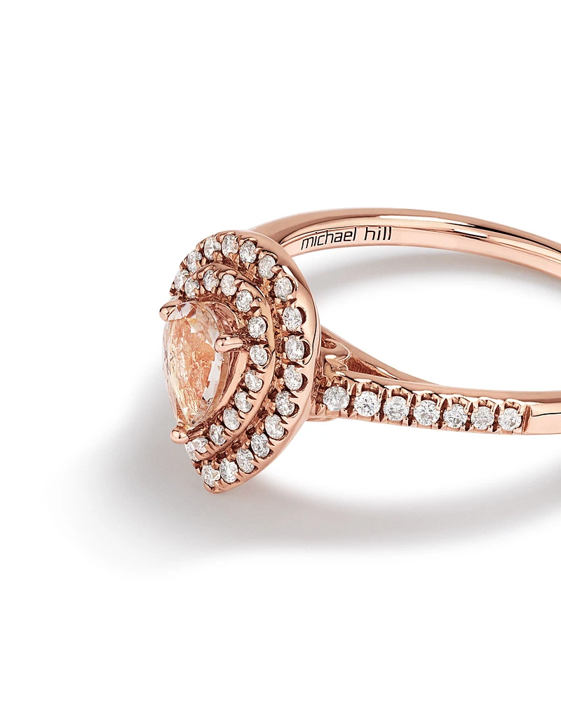 Sir Michael Hill Designer Fashion Ring with Morganite & 0.25 Carat TW of Diamonds in 10kt Rose Gold