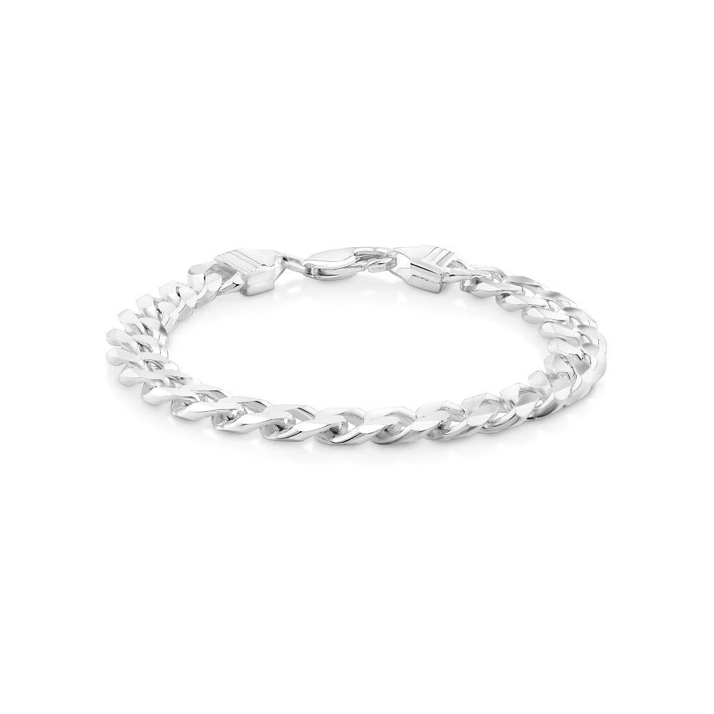 21cm (8.5") 9mm Width Men's Curb Bracelet in Sterling Silver