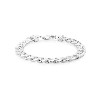 Bracelet gourmette pour homme en argent sterling de 21 cm, largeur de 9 mm