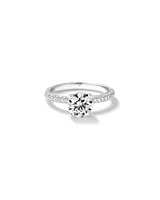 1.95 Carat TW Round Brilliant Laboratory-Grown Diamond Solitaire Side Accent Engagement Ring in 14kt White Gold