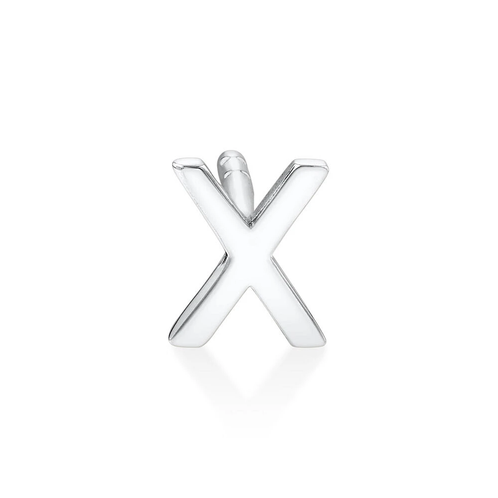 E Initial Single Stud Earring in Sterling Silver