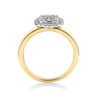 0.50 Carat TW Cushion Shaped Diamond Cluster Ring in 14kt Yellow & White Gold