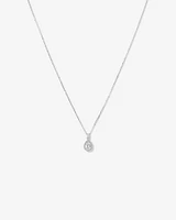 Pear Cubic Zirconia Halo Pendant Necklace in Sterling Silver